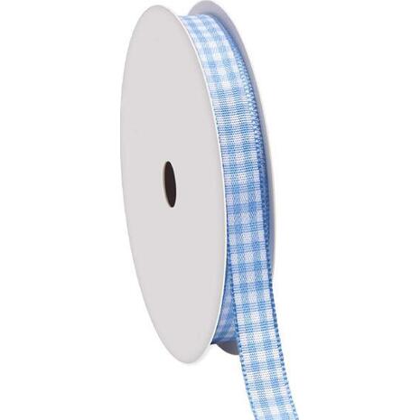 Κορδέλα υφασμάτινη καρώ με ούγια 6mmx45m γαλάζια