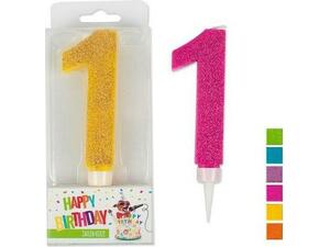 Κερί γενεθλίων Trend Glitter Maxi No 1 σε 6 διαφορετικά χρώματα