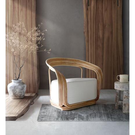 ΠΟΛΥΘΡΟΝΑ DUCHESS ΑΠΟ RATTAN ΦΥΣΙΚΟ-ΕΚΡΟΥ ΜΑΞΙΛΑΡΙ HM9478 81x59x70Y εκ.