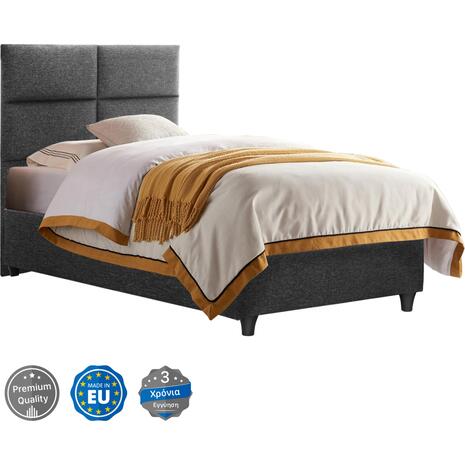 ΚΡΕΒΑΤΙ MILO ΑΠΟ ΓΚΡΙ ΥΦΑΣΜΑ HM652.01 ΓΙΑ ΣΤΡΩΜΑ 90x200 εκ.