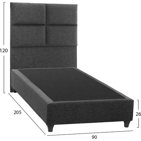 ΚΡΕΒΑΤΙ MILO ΑΠΟ ΓΚΡΙ ΥΦΑΣΜΑ HM652.01 ΓΙΑ ΣΤΡΩΜΑ 90x200 εκ.
