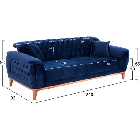 ΚΑΝΑΠΕΣ ΚΡΕΒΑΤΙ BENNINGTON ΤΡΙΘΕΣΙΟΣ ΜΠΛΕ HM3249.18 240x95x80 εκ.