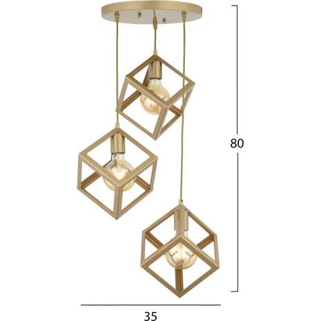 ΦΩΤΙΣΤΙΚΟ ΟΡΟΦΗΣ 3ΦΩΤΟ ΜΕΤΑΛΛΙΚΟ ΧΡΥΣΟ HM7419.02 35x80Υ εκ.