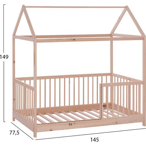 ΒΡΕΦΙΚΟ ΞΥΛΙΝΟ ΚΡΕΒΑΤΙ MIKO Τ.MONTESSORI HM9286 ΜΕ ΟΥΡΑΝΟ ΦΥΣΙΚΟ 140Χ70 εκ.