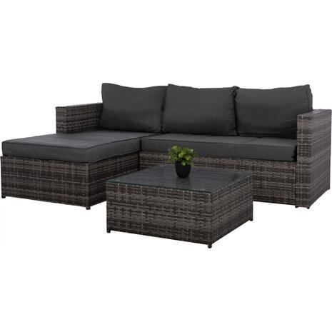 ΣΑΛΟΝΙ WICKER ΧΡΩΜΑ ΓΚΡΙ ΜΕ ΜΑΞΙΛΑΡΙΑ HM5816.01