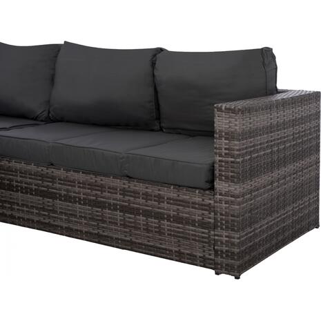 ΣΑΛΟΝΙ WICKER ΧΡΩΜΑ ΓΚΡΙ ΜΕ ΜΑΞΙΛΑΡΙΑ HM5816.01