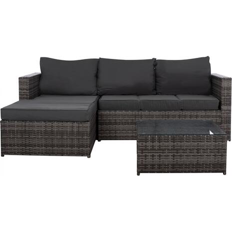 ΣΑΛΟΝΙ WICKER ΧΡΩΜΑ ΓΚΡΙ ΜΕ ΜΑΞΙΛΑΡΙΑ HM5816.01