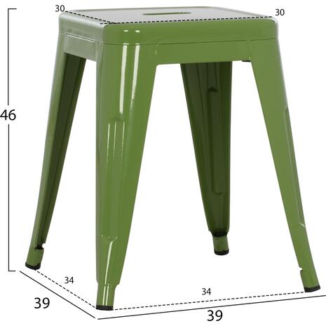 ΣΚΑΜΠΩ ΜΕΤΑΛΛΙΚΟ HM0096.23 MELITA ΣΕ LIGHT OLIVE GREEN 39x39x46 εκ.