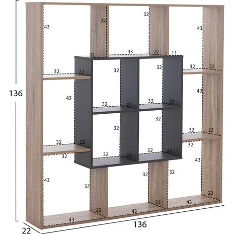 ΒΙΒΛΙΟΘΗΚΗ BRODY HM8771.02 136X22X136 ΓΚΡΙ