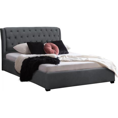 ΚΡΕΒΑΤΙ ODALYS 150X200 ΒΕΛΟΥΔΟ ΥΦΑΣΜΑ ΓΚΡΙ HM549.11 164x223x100 εκ.