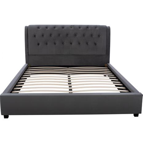 ΚΡΕΒΑΤΙ ODALYS 150X200 ΒΕΛΟΥΔΟ ΥΦΑΣΜΑ ΓΚΡΙ HM549.11 164x223x100 εκ.