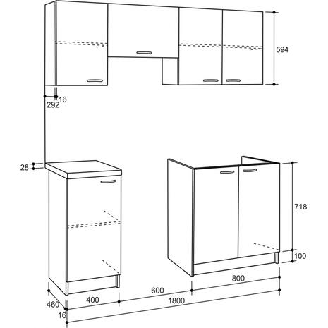 ΣΥΝΘΕΣΗ ΚΟΥΖΙΝΑΣ MAURICE ΜΕΛΑΜΙΝΗ SONAMA-ΛΕΥΚΟ HM2441 180x29,2-46εκ.