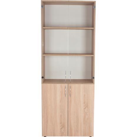 ΒΙΒΛΙΟΘΗΚΗ ΓΡΑΦΕΙΟΥ DEVON ME ΓΥΑΛΙΝΕΣ ΠΟΡΤΕΣ SONAMA 70x37x182 εκ.HM2458