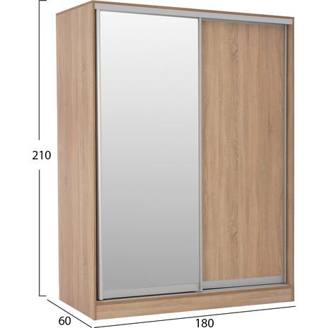 ΝΤΟΥΛΑΠΑ 2ΦΥΛΛΗ 180X60X210Υεκ. ΣΥΡΟΜΕΝΗ ΜΕ ΚΑΘΡΕΠΤΗ SONAMA OAK HM2437