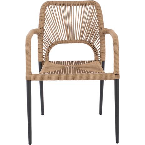 ΠΟΛΥΘΡΟΝΑ ΑΛΟΥΜΙΝΙΟΥ NOJO HM5771.02 ΓΚΡΙ ΜΕ P.E.TWIST RATTAN ΜΠΕΖ 55x63x82Y εκ.