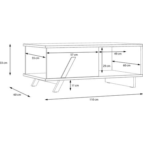 ΤΡΑΠΕΖΙ ΣΑΛΟΝΙΟΥ OTTO HM8815 ΣΤΑΧΤΙ ΜΑΥΡΟ 110x60x33 εκ.