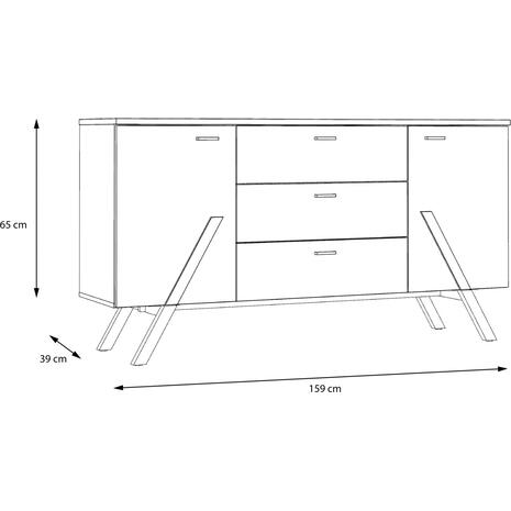 ΜΠΟΥΦΕΣ ΜΕΛΑΜΙΝΗΣ OTTO HM8813 ΣΤΑΧΤΙ ΜΑΥΡΟ 159x39x65 εκ.