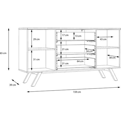 ΜΠΟΥΦΕΣ ΜΕΛΑΜΙΝΗΣ OTTO HM8813 ΣΤΑΧΤΙ ΜΑΥΡΟ 159x39x65 εκ.