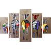 ΠΙΝΑΚΑΣ ΠΕΝΤΑΠΤΥΧΟ MDF COLORFUL ZEBRAS 82Χ56x3 HM7207.03