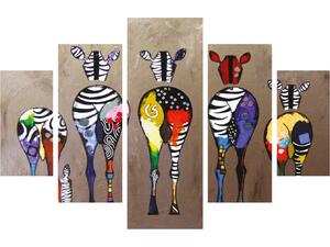 ΠΙΝΑΚΑΣ ΠΕΝΤΑΠΤΥΧΟ MDF COLORFUL ZEBRAS 82Χ56x3 HM7207.03