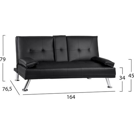 ΚΑΝΑΠΕΣ ΚΡΕΒΑΤΙ BENIN ΜΕ ΜΑΥΡΟ PU 165x76,5x79 εκ ΚΑΙ ΠΤΥΣΣΟΜΕΝΟ ΜΠΡΑΤΣΟ HM3157.01