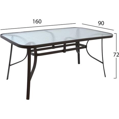 ΣΕΤ 7ΤΜΧ ΤΡΑΠΕΖΙ ΜΕΤΑΛΛΙΚΟ ΚΑΦΕ 160X90 ΜΕ 6 ΠΟΛΥΘΡΟΝΕΣ ΚΑΦΕ-ΜΟΚΑ WICKER HM10587.02