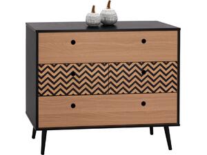 ΣΥΡΤΑΡΙΕΡΑ CHARLEEN HM8669 ΜΑΥΡΟ ΜΕ ΦΥΣΙΚΟ 98,5x40x82,5Υ εκ.