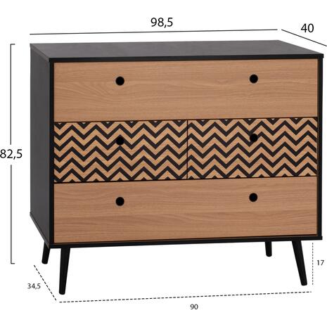 ΣΥΡΤΑΡΙΕΡΑ CHARLEEN HM8669 ΜΑΥΡΟ ΜΕ ΦΥΣΙΚΟ 98,5x40x82,5Υ εκ.