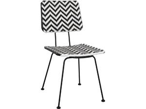 ΚΑΡΕΚΛΑ ΜΕΤΑΛΛΙΚΗ ALLEGRA HM5693 ΜΕ WICKER ΜΑΥΡΟ-ΛΕΥΚΟ 46x56x88Υ εκ.