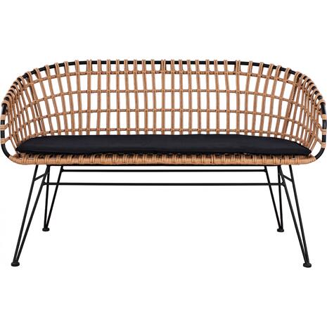 ΠΑΓΚΑΚΙ ΜΕΤΑΛΛΙΚΟ ALLEGRA HM5692 ΜΕ WICKER ΜΑΥΡΟ-ΜΠΕΖ 124x57x77Υ εκ.