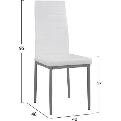 ΚΑΡΕΚΛΑ ΜΕΤΑΛΛΙΚΗ LADY HM0037.11 ΛΕΥΚΟ PU ΜΕΤΑΛΛΙΚΟ ΣΚΕΛΕΤΟ K/D 40x48x95 εκ. (σετ 4 τεμαχίων)