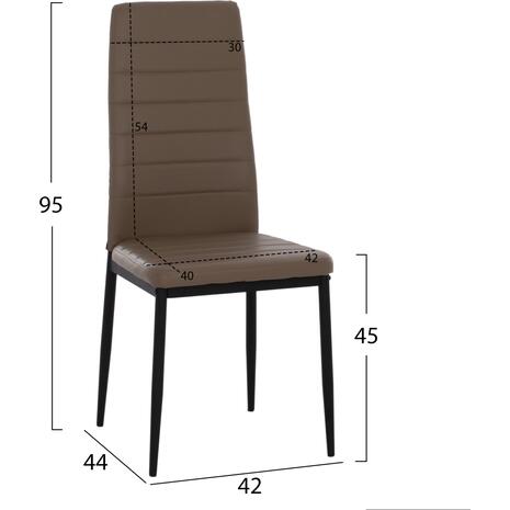ΚΑΡΕΚΛΑ ΤΡΑΠΕΖΑΡΙΑΣ LADY HM0037.25 ΑΝΟΙΧΤΟ ΚΡΕΜ PU ΣΚΕΛΕΤΟΣ ΜΑΥΡΟΣ ΜΕΤΑΛ. (K/D) 42x44x95Υεκ (σετ 4 τεμαχίων) (Διάφορα χρώματα)