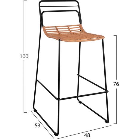 ΣΚΑΜΠΟ ΜΕΤΑΛΛΙΚΟ ALLEGRA HM5642 ΜΕ WICKER ΣΕ ΜΠΕΖ ΑΠΟΧΡΩΣΗ 48x53x100 εκ.