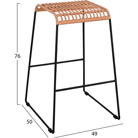 ΣΚΑΜΠΟ ΜΕΤΑΛΛΙΚΟ ALLEGRA HM5641 ΜΕ WICKER ΣΕ ΜΠΕΖ ΑΠΟΧΡΩΣΗ 49x50x76 εκ.