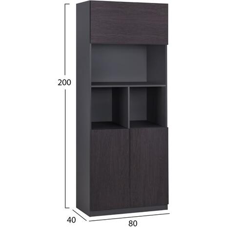 ΒΙΒΛΙΟΘΗΚΗ ΓΡΑΦΕΙΟΥ ΕΠΑΓΓΕΛΜΑΤΙΚΗ ROSEWOOD HM2089 ΜΕΛΑΜΙΝΗ ΓΚΡΙ-WENGE 80Χ40Χ200Υεκ.
