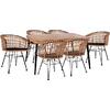 ΣΕΤ 7ΤΜΧ ALLEGRA WICKER ΜΕ ΤΡΑΠΕΖΙ 160X90X78Υ ΜΠΕΖ & ΜΑΥΡΟ ΧΡΩΜΑ HM10496