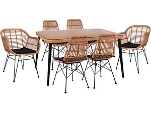 ΣΕΤ 7ΤΜΧ ALLEGRA WICKER ΜΕ ΤΡΑΠΕΖΙ 160X90X78Υ ΜΠΕΖ & ΜΑΥΡΟ ΧΡΩΜΑ HM10495