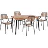 ΣΕΤ 5ΤΜΧ ALLEGRA WICKER ΜΕ ΤΡΑΠΕΖΙ 140X80Χ78Υ ΜΠΕΖ & ΜΑΥΡΟ ΧΡΩΜΑ HM10493