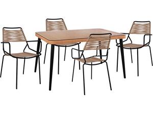 ΣΕΤ 5ΤΜΧ ALLEGRA WICKER ΜΕ ΤΡΑΠΕΖΙ 140X80Χ78Υ ΜΠΕΖ & ΜΑΥΡΟ ΧΡΩΜΑ HM10493