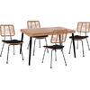 ΣΕΤ 5ΤΜΧ ALLEGRA WICKER ΜΕ ΤΡΑΠΕΖΙ 140X80Χ78Υ ΜΠΕΖ & ΜΑΥΡΟ ΧΡΩΜΑ HM10492