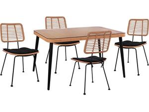 ΣΕΤ 5ΤΜΧ ALLEGRA WICKER ΜΕ ΤΡΑΠΕΖΙ 140X80Χ78Υ ΜΠΕΖ & ΜΑΥΡΟ ΧΡΩΜΑ HM10492