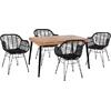 ΣΕΤ 5ΤΜΧ ALLEGRA WICKER ΜΕ ΤΡΑΠΕΖΙ 140X80Χ78Υ ΜΠΕΖ & ΜΑΥΡΟ ΧΡΩΜΑ HM10508