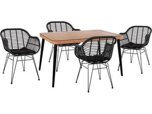 ΣΕΤ 5ΤΜΧ ALLEGRA WICKER ΜΕ ΤΡΑΠΕΖΙ 140X80Χ78Υ ΜΠΕΖ & ΜΑΥΡΟ ΧΡΩΜΑ HM10508