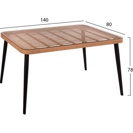 ΣΕΤ 5ΤΜΧ ALLEGRA WICKER ΜΕ ΤΡΑΠΕΖΙ 140X80Χ78Υ ΜΠΕΖ & ΜΑΥΡΟ ΧΡΩΜΑ HM10508
