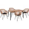 ΣΕΤ 5ΤΜΧ ALLEGRA WICKER ΜΕ ΤΡΑΠΕΖΙ 140X80Χ78Υ ΜΠΕΖ & ΜΑΥΡΟ ΧΡΩΜΑ HM10490