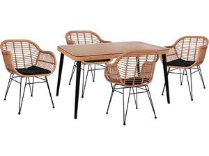 ΣΕΤ 5ΤΜΧ ALLEGRA WICKER ΜΕ ΤΡΑΠΕΖΙ 140X80Χ78Υ ΜΠΕΖ & ΜΑΥΡΟ ΧΡΩΜΑ HM10490