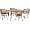 ΣΕΤ 5ΤΜΧ ALLEGRA WICKER ΜΕ ΤΡΑΠΕΖΙ 140X80Χ78Υ ΜΠΕΖ & ΜΑΥΡΟ ΧΡΩΜΑ HM10488