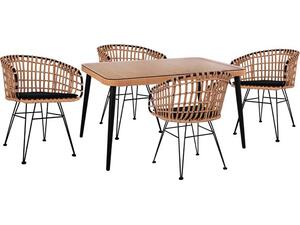 ΣΕΤ 5ΤΜΧ ALLEGRA WICKER ΜΕ ΤΡΑΠΕΖΙ 140X80Χ78Υ ΜΠΕΖ & ΜΑΥΡΟ ΧΡΩΜΑ HM10488