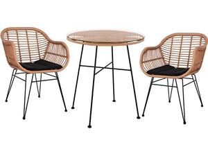 ΣΕΤ 3ΤΜΧ ALLEGRA WICKER ΜΕ ΤΡΑΠΕΖΙ Φ70Χ74Υ ΜΠΕΖ & ΜΑΥΡΟ ΧΡΩΜΑ HM10476