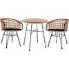 ΣΕΤ 3ΤΜΧ ALLEGRA WICKER ΜΕ ΤΡΑΠΕΖΙ Φ70Χ74Υ ΜΠΕΖ & ΜΑΥΡΟ ΧΡΩΜΑ HM10474